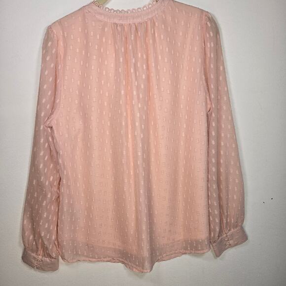 Sharagano Women's Light Pink Sheer Top. Size Medium. - Picture 2 of 8